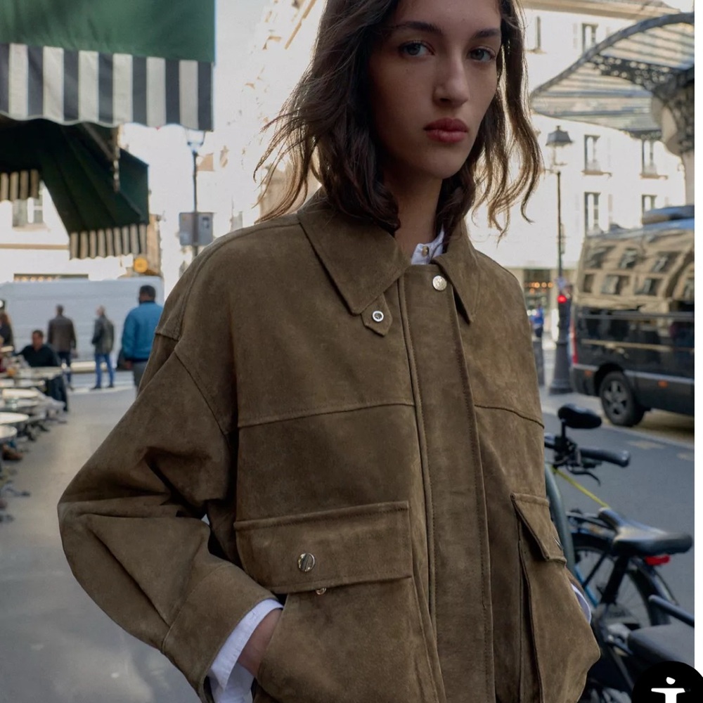 Zara 100% Brown Leather Jacket